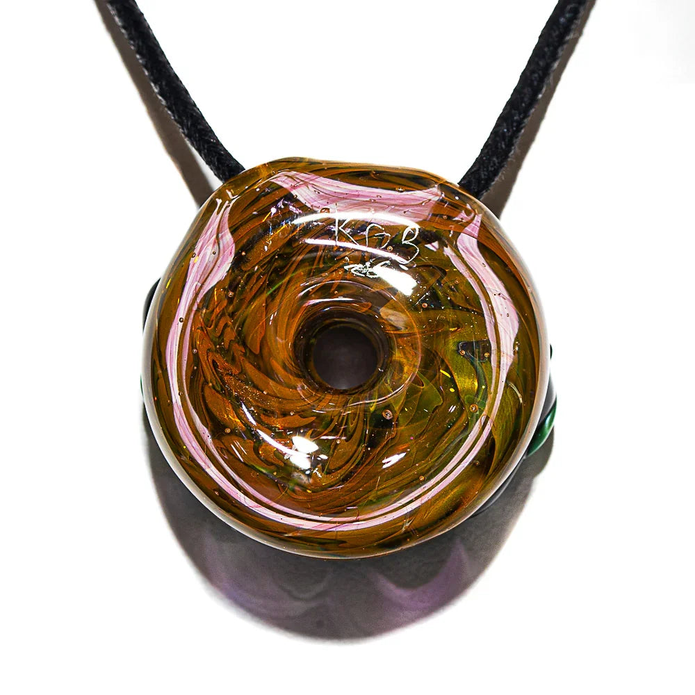 KGB Glass - Chocolate Frosted Chromium Drizzle Fume Donut Pendant