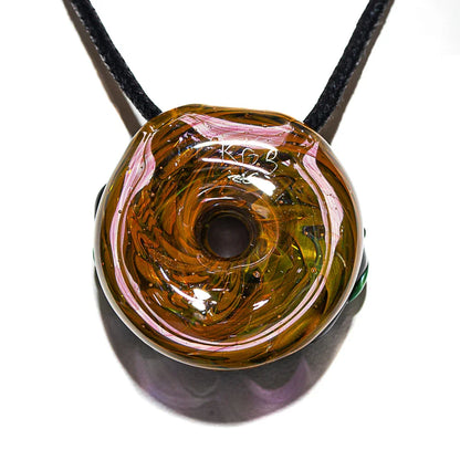 KGB Glass - Chocolate Frosted Chromium Drizzle Fume Donut Pendant
