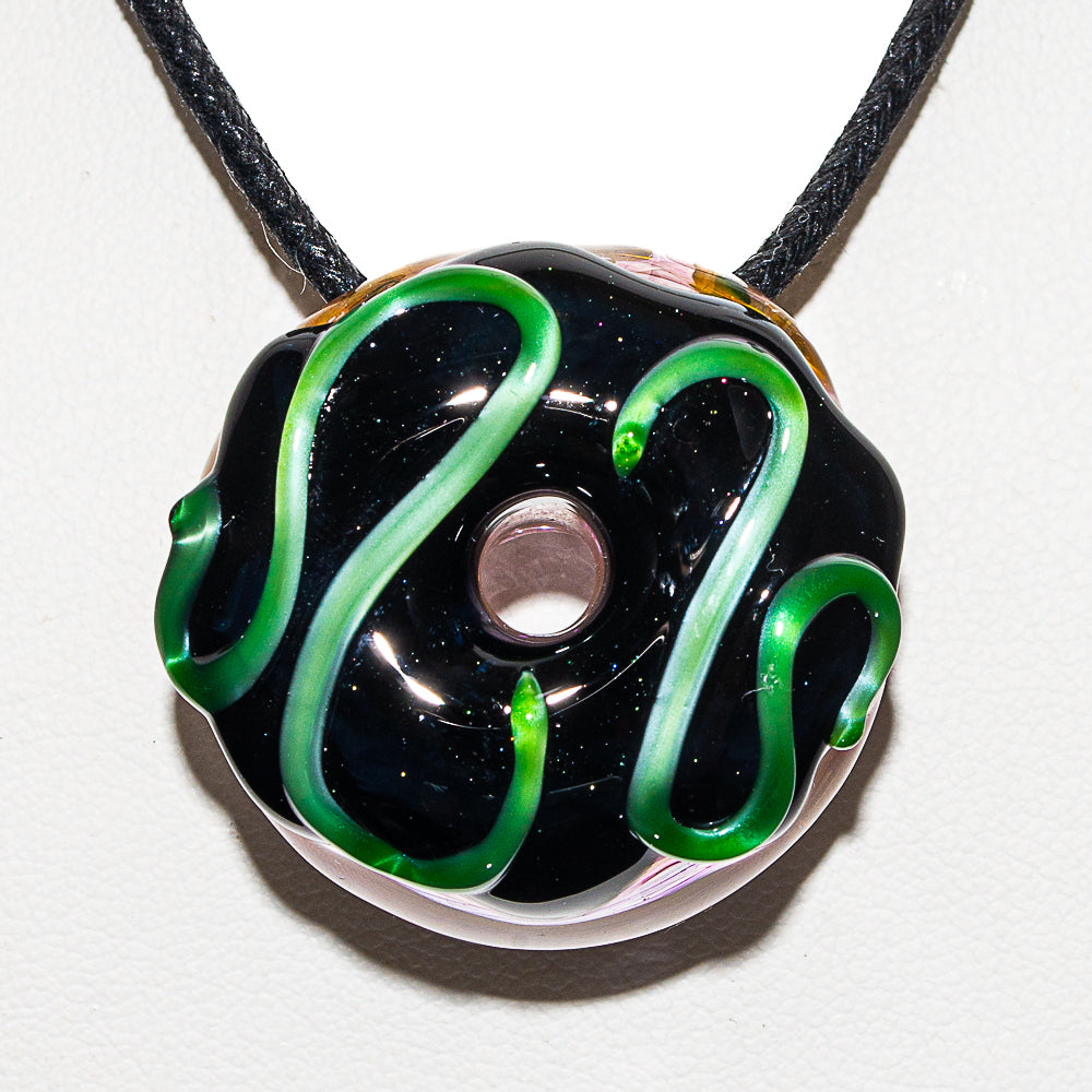 KGB Glass - Chocolate Frosted Chromium Drizzle Fume Donut Pendant