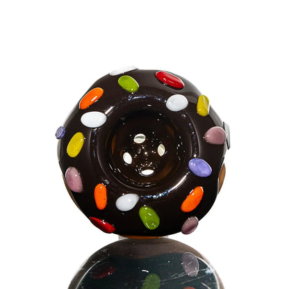 KGB Glass - Chocolate Frosted Sprinkle 14mm Four Hole Donut Slide