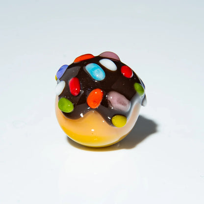 22mm glass marble with chocolate top and colorful sprinkles, heady glass accessory