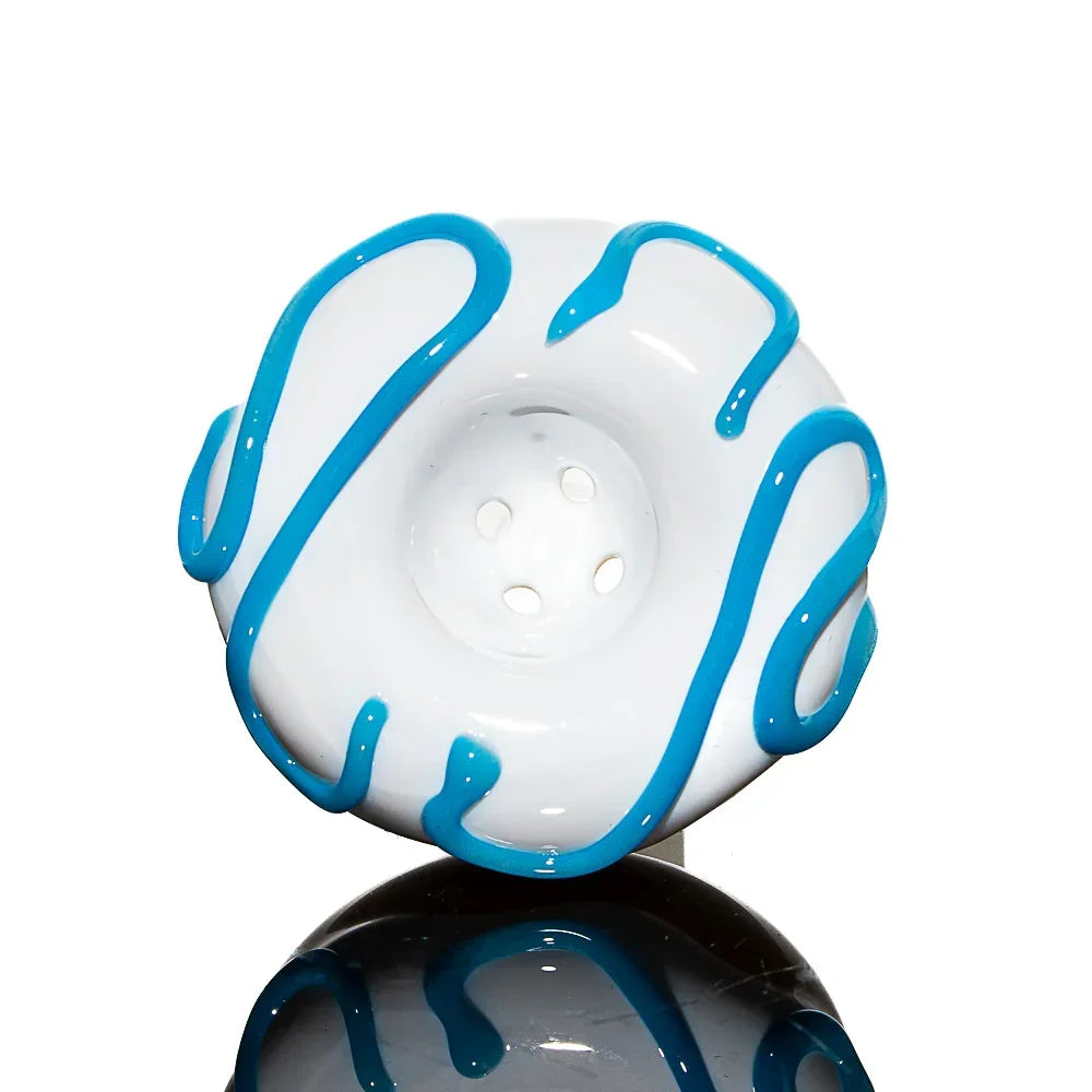 KGB Glass - Vanilla Frosted Blue Berry 18mm Four Hole Donut Slide