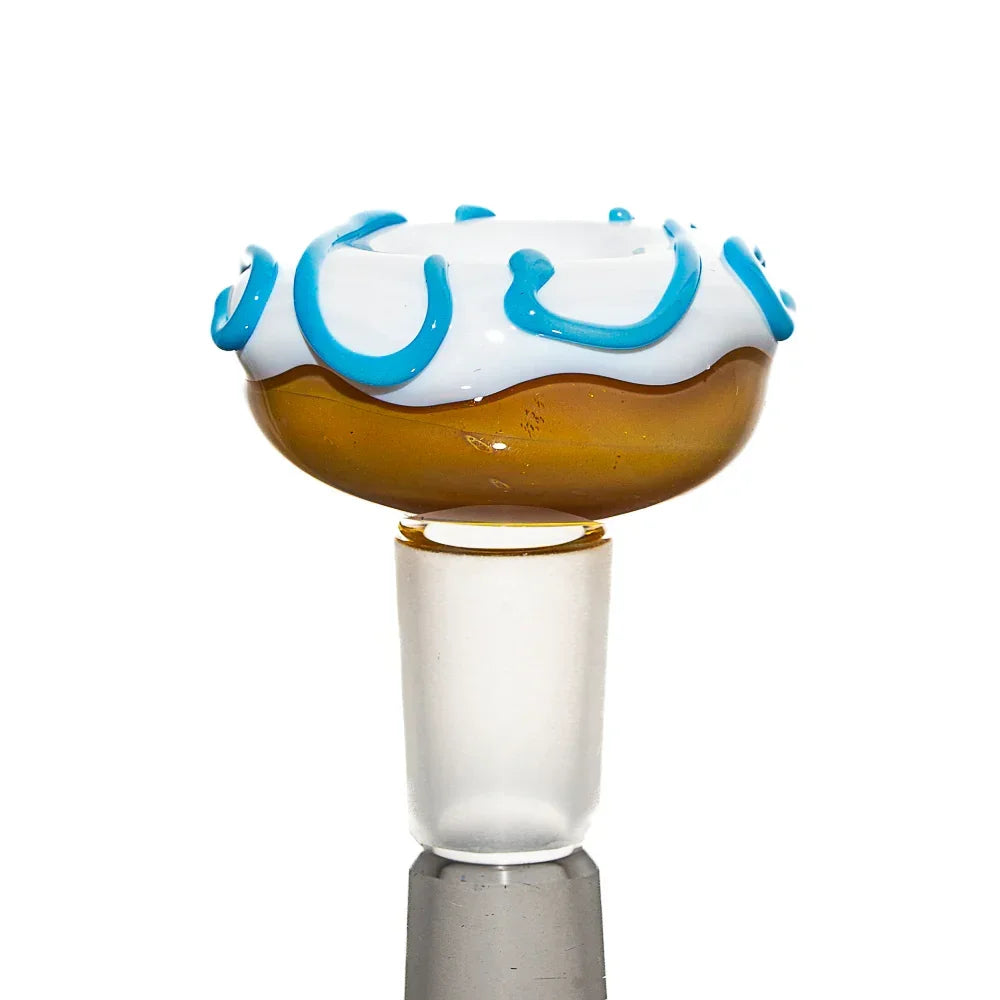 KGB Glass - Vanilla Frosted Blue Berry 18mm Four Hole Donut Slide