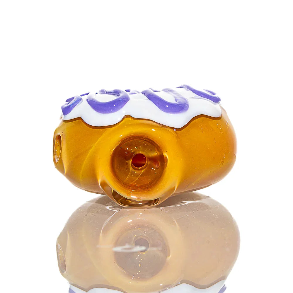 KGB Glass - Vanilla Frosted Lavender Drizzle Mini Donut Dry Pipe