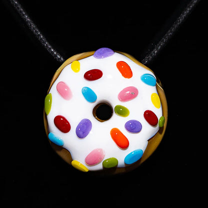 KGB Glass - Vanilla Frosted Sprinkle Donut Pendant