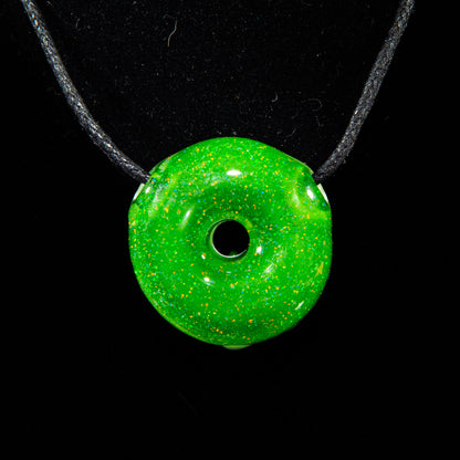 KGB Glass - Vanilla & Jade Crushed Opal Donut Pendant