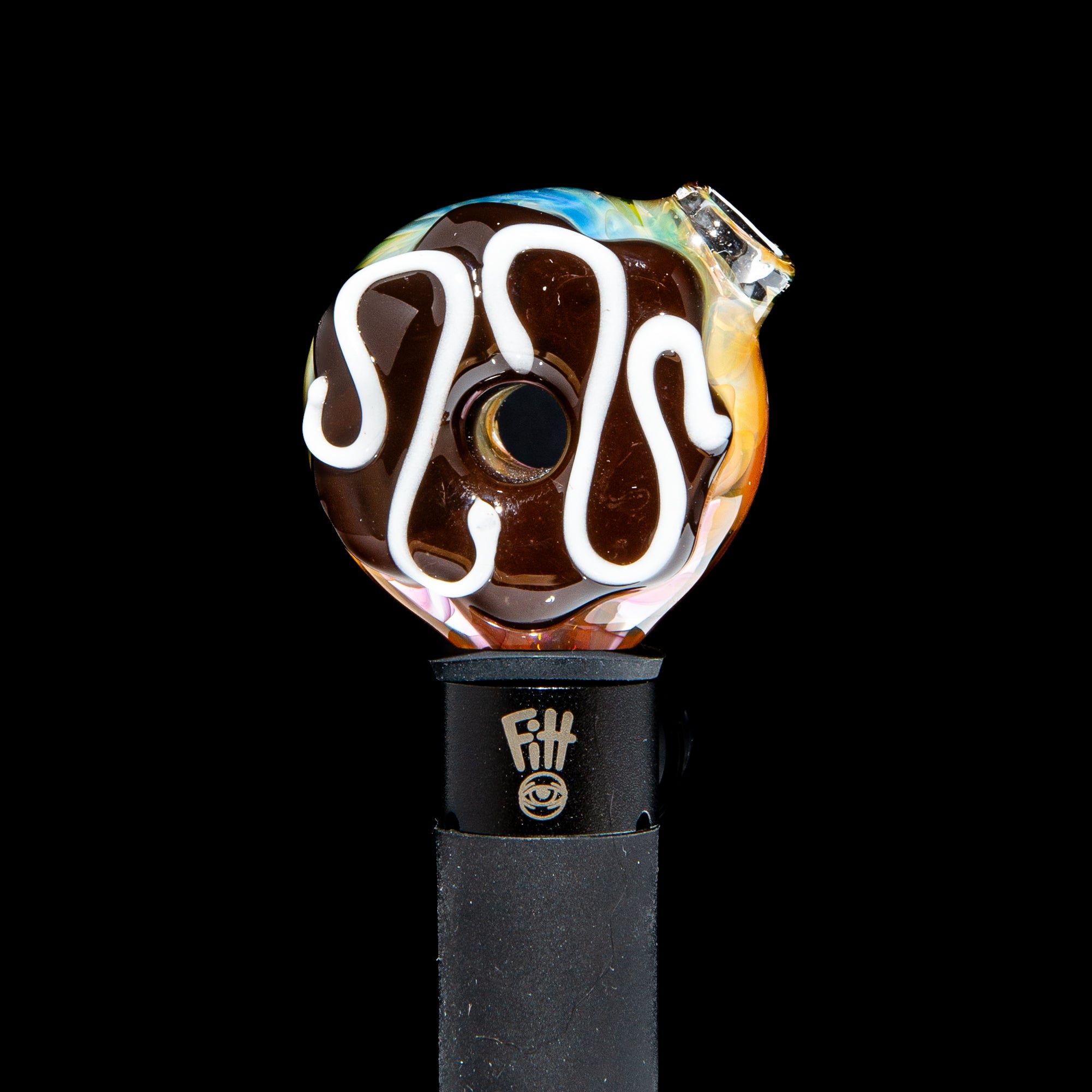 KGB Glass x Sarah Marblesbee - Chocolate & Vanilla Drizzle Fumed Donut Pivot Top