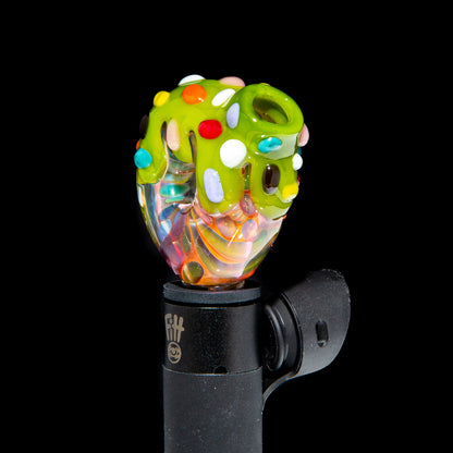 KGB Glass x Sarah Marblesbee - Pistachio Drip & Rainbow Sprinkles Fumed Donut Pivot Top