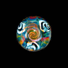 KNW Glass - Black, White & Rainbow Spiral Marble