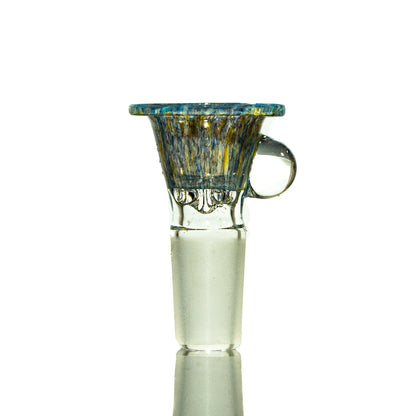 Llerandi Glass - Dark Blue & Yellow Frit Four Hole 14mm Slide