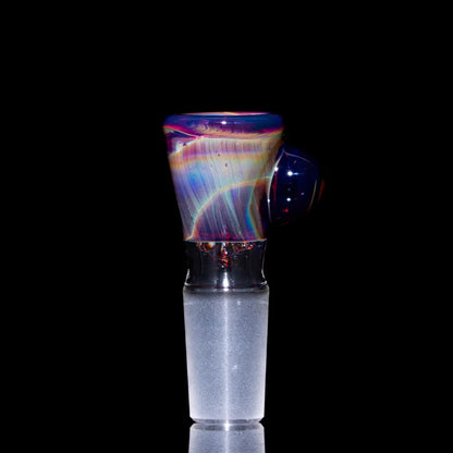 Double amber purple 14mm four-hole martini glass slide on black background