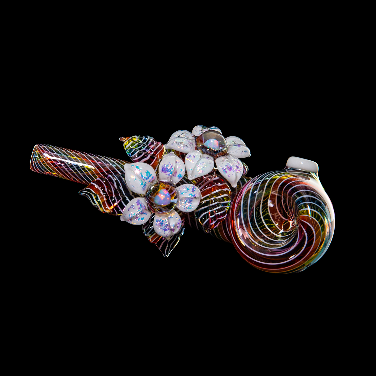 Mars Glassworks x Karma - Rainbow Dichro Flower & Opal Sherlock