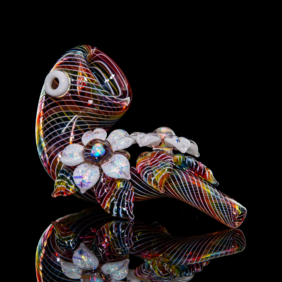 Mars Glassworks x Karma - Rainbow Dichro Flower & Opal Sherlock