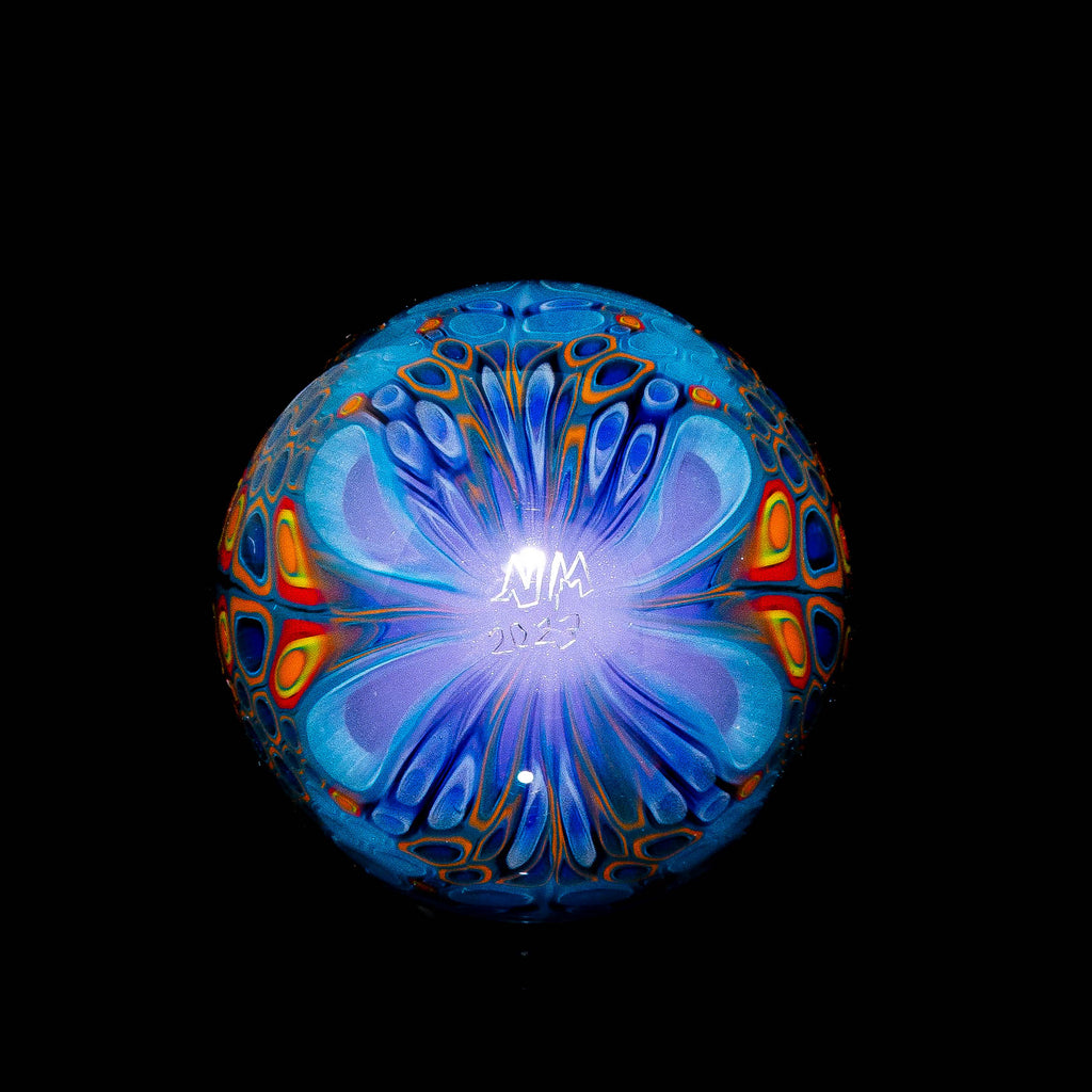 Middleton Glassworks - Blue & Orange U.V. Chipstack Marble