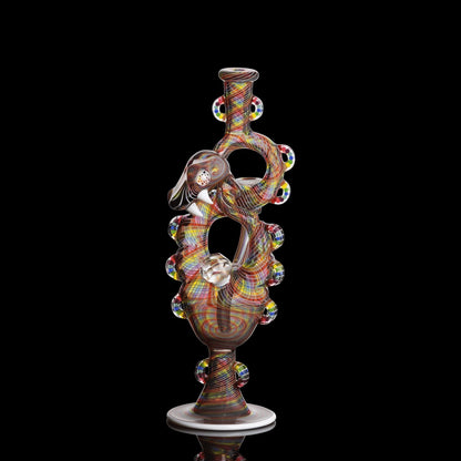 Colorful glass sculpture on a black background