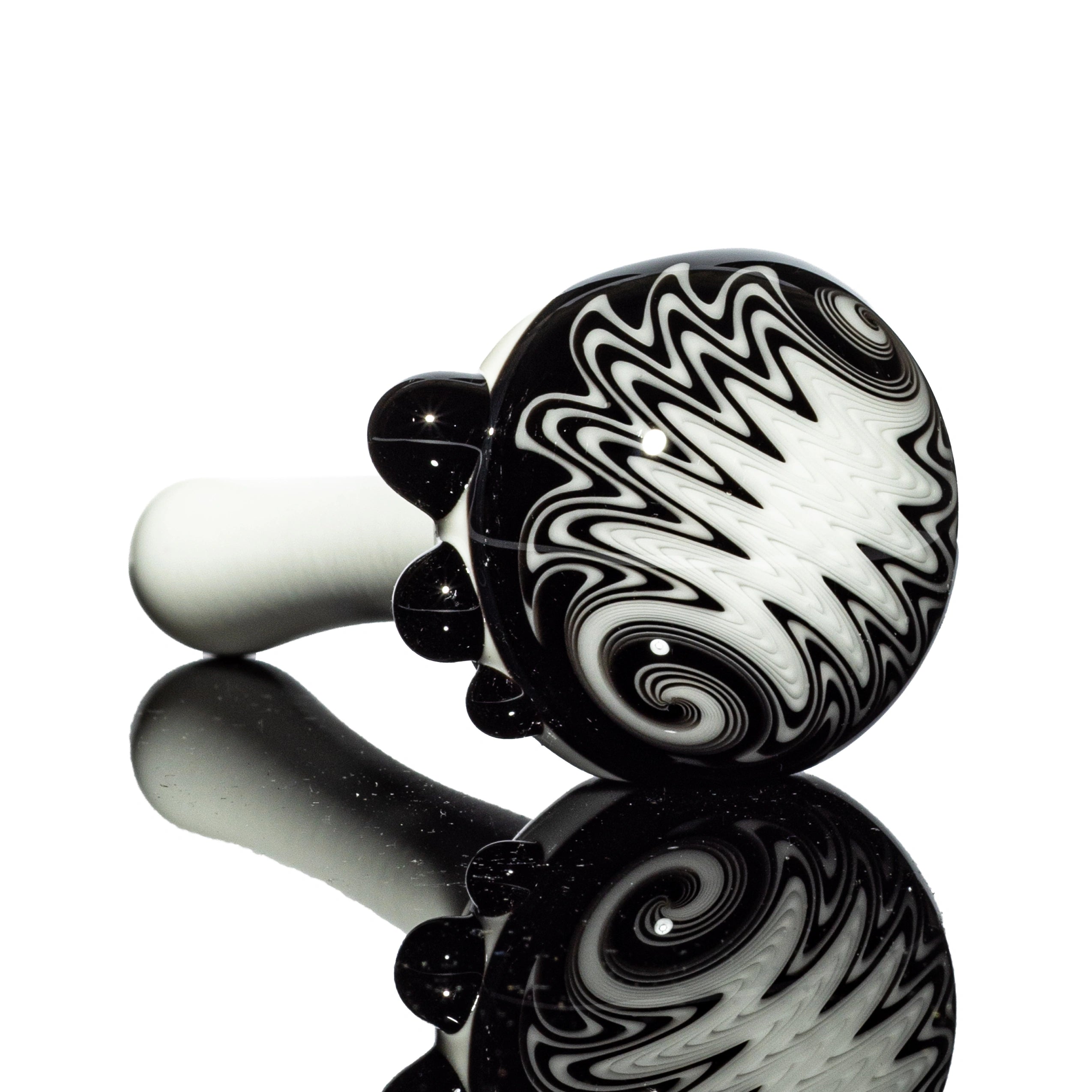Puzzler Glass - Black & White Wig Wag Cap Spoon