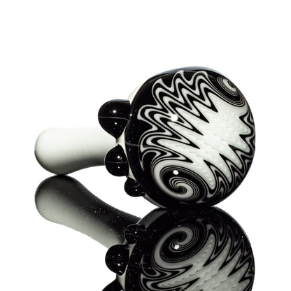 Puzzler Glass - Black & White Wig Wag Cap Spoon