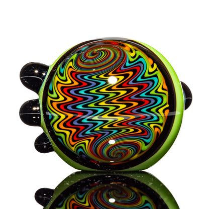 Puzzler Glass - Green & Rainbow Wig Wag Cap Spoon