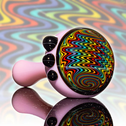 Puzzler Glass - Pink & Rainbow Wig Wag Cap Spoon