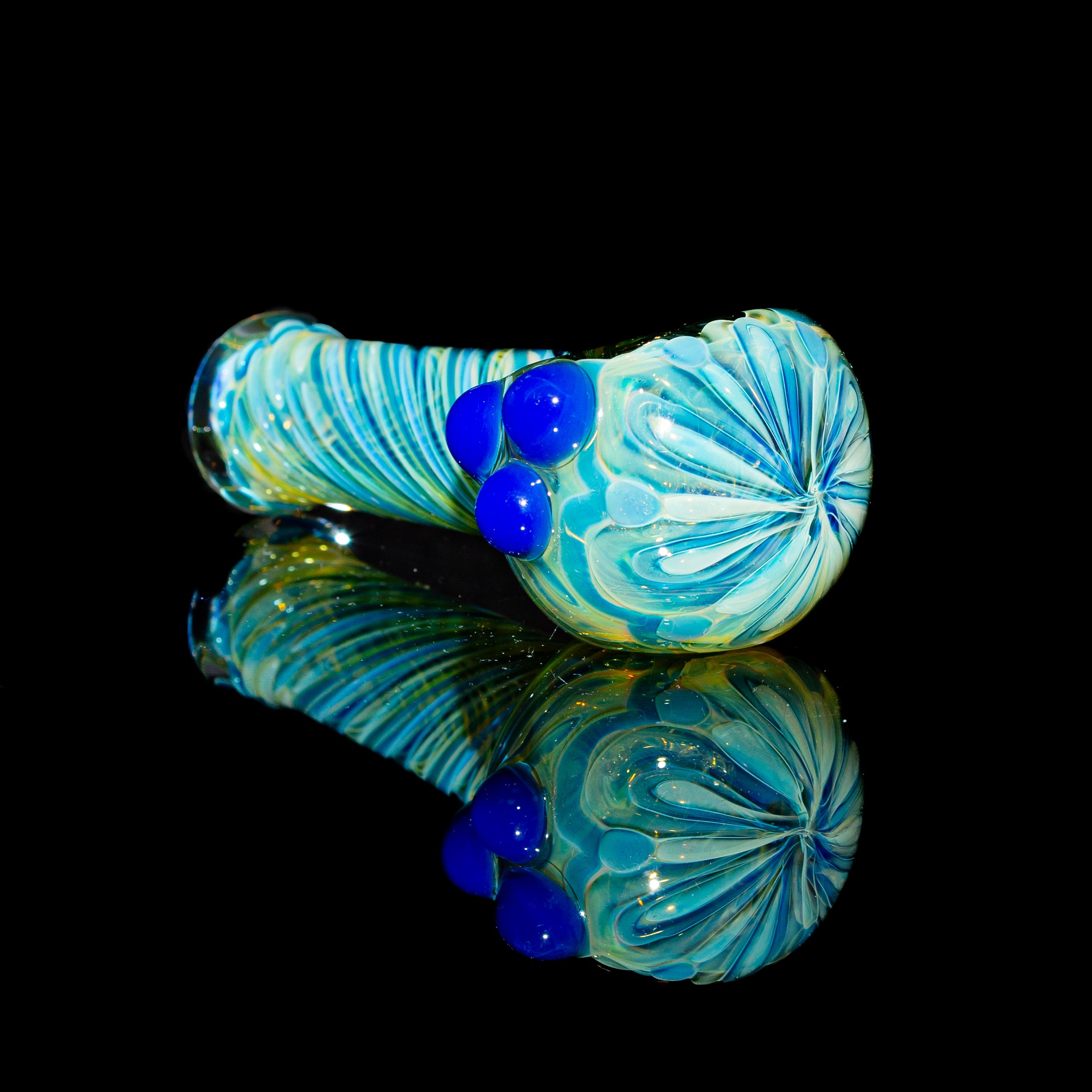 Sarah Marblesbee - Blue Dotted Dotted Fumed Four Hole Mini Spoon