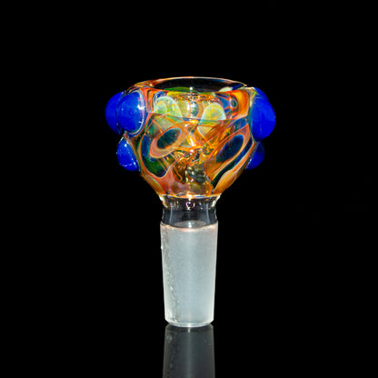 Sarah Marblesbee - Blue Dotted Fumed Four Hole 14mm Slide