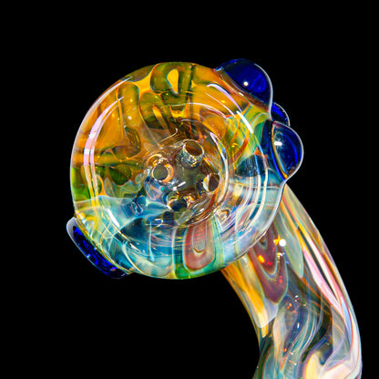 Sarah Marblesbee - Blue Dotted Fumed Four Hole Sherlock