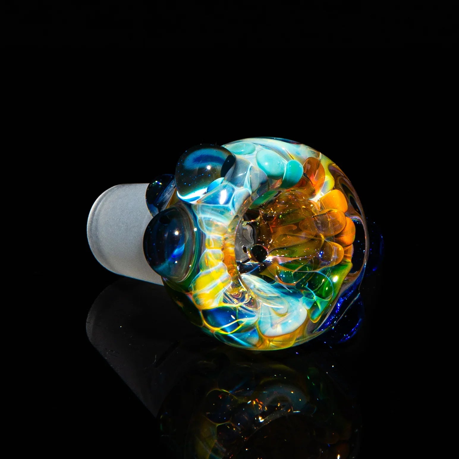 Sarah Marblesbee - Fumed Blue Dot Four Hole 18MM Slide