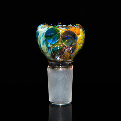 Sarah Marblesbee - Fumed Blue Dot Four Hole 18MM Slide