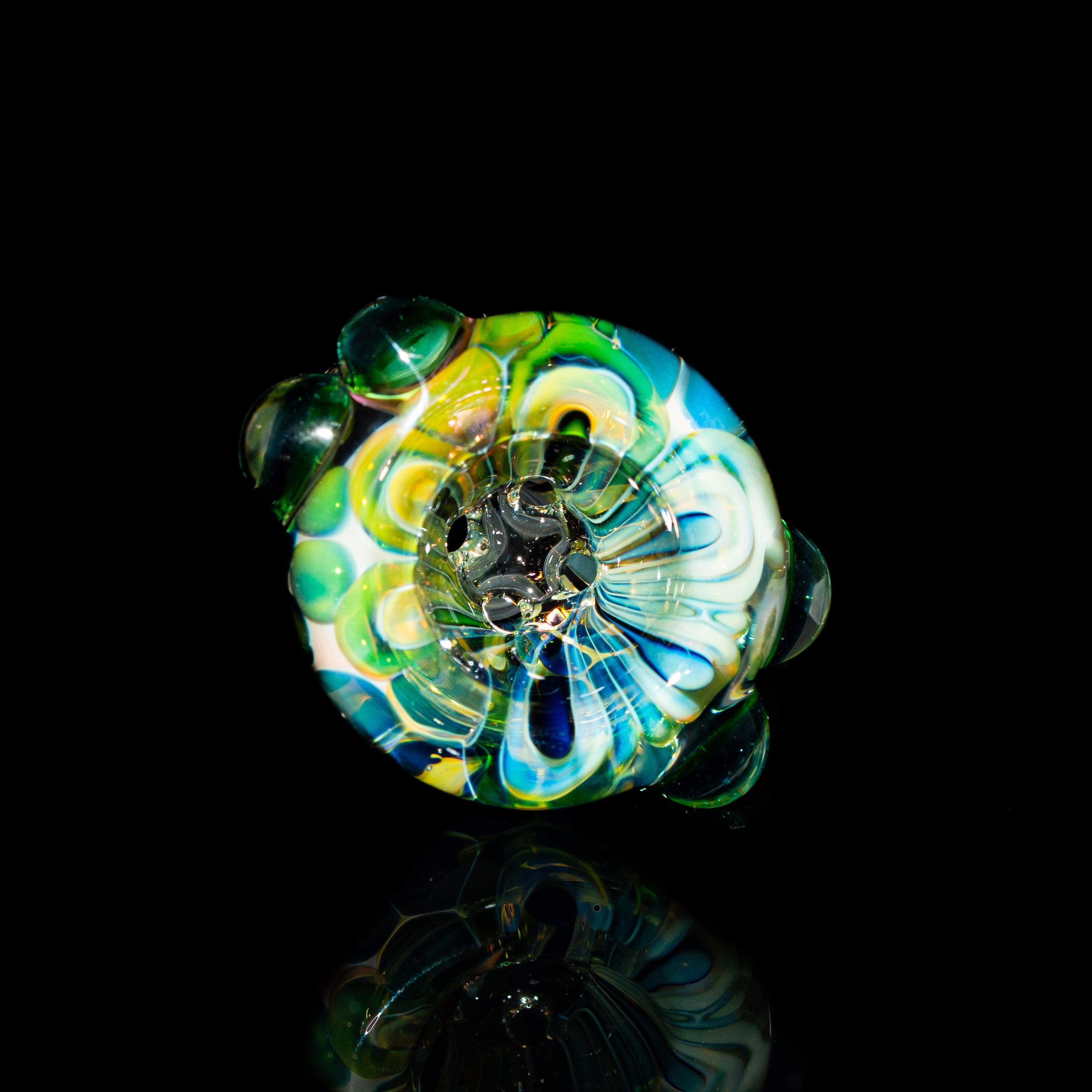 Sarah Marblesbee - Green Dotted Fumed Four Hole 14mm Slide