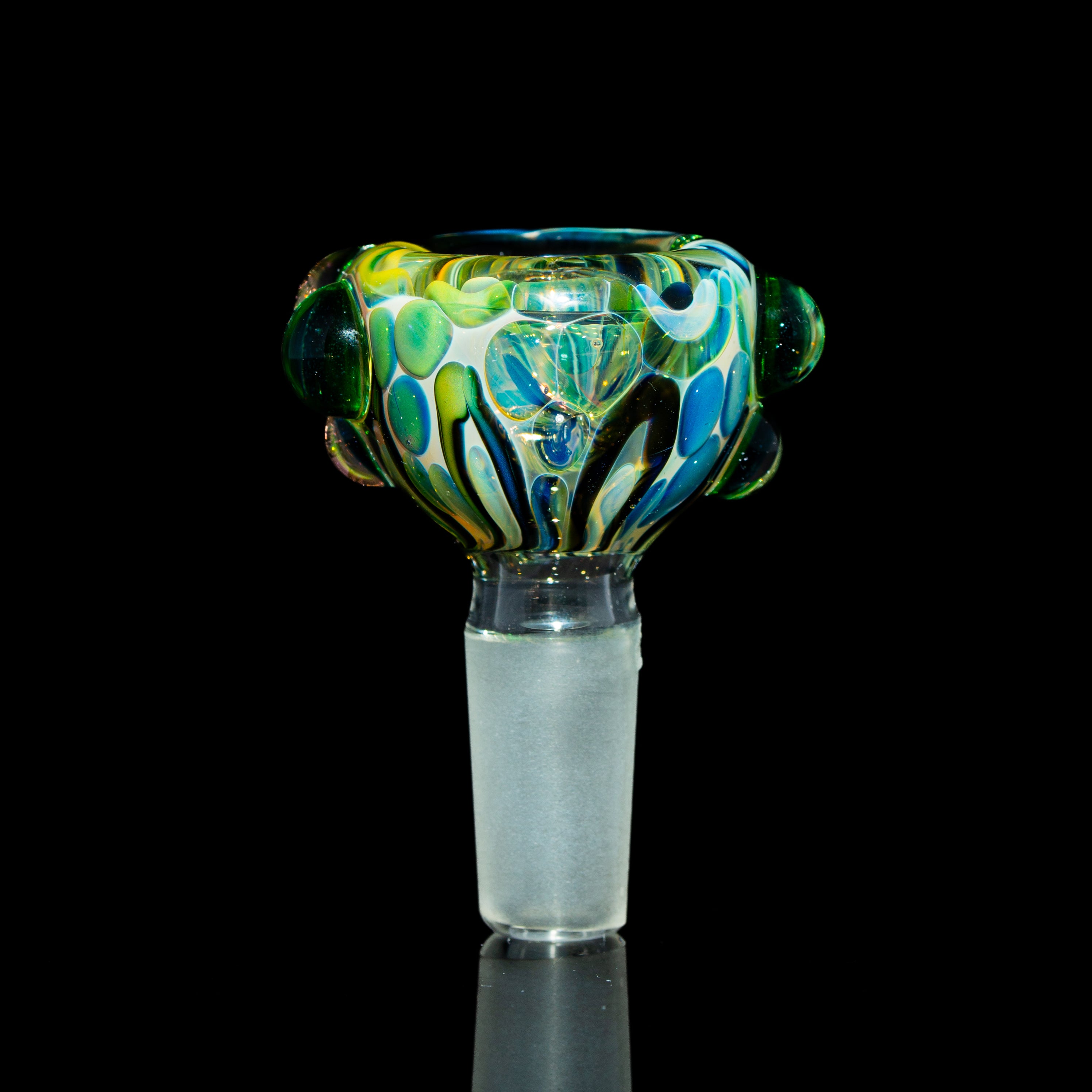 Sarah Marblesbee - Green Dotted Fumed Four Hole 14mm Slide