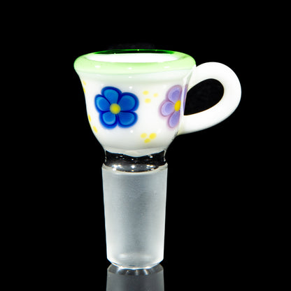 Sarah Marblesbee - Green Floral Teacup Four Hole 18mm Slide