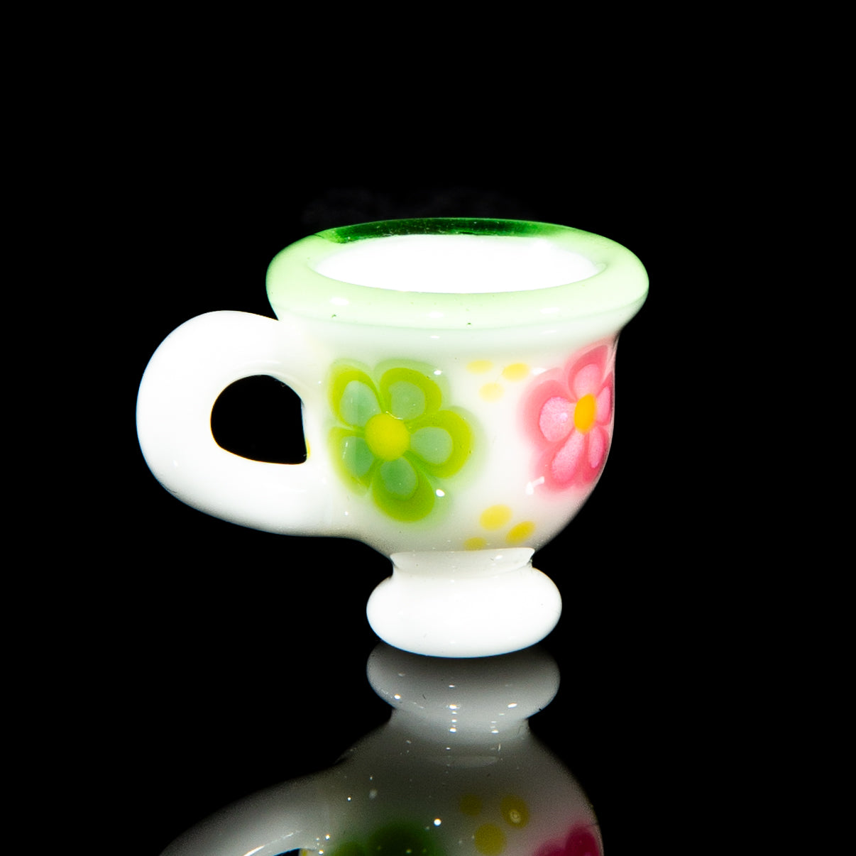 Sarah Marblesbee - Green Floral Teacup Pendant