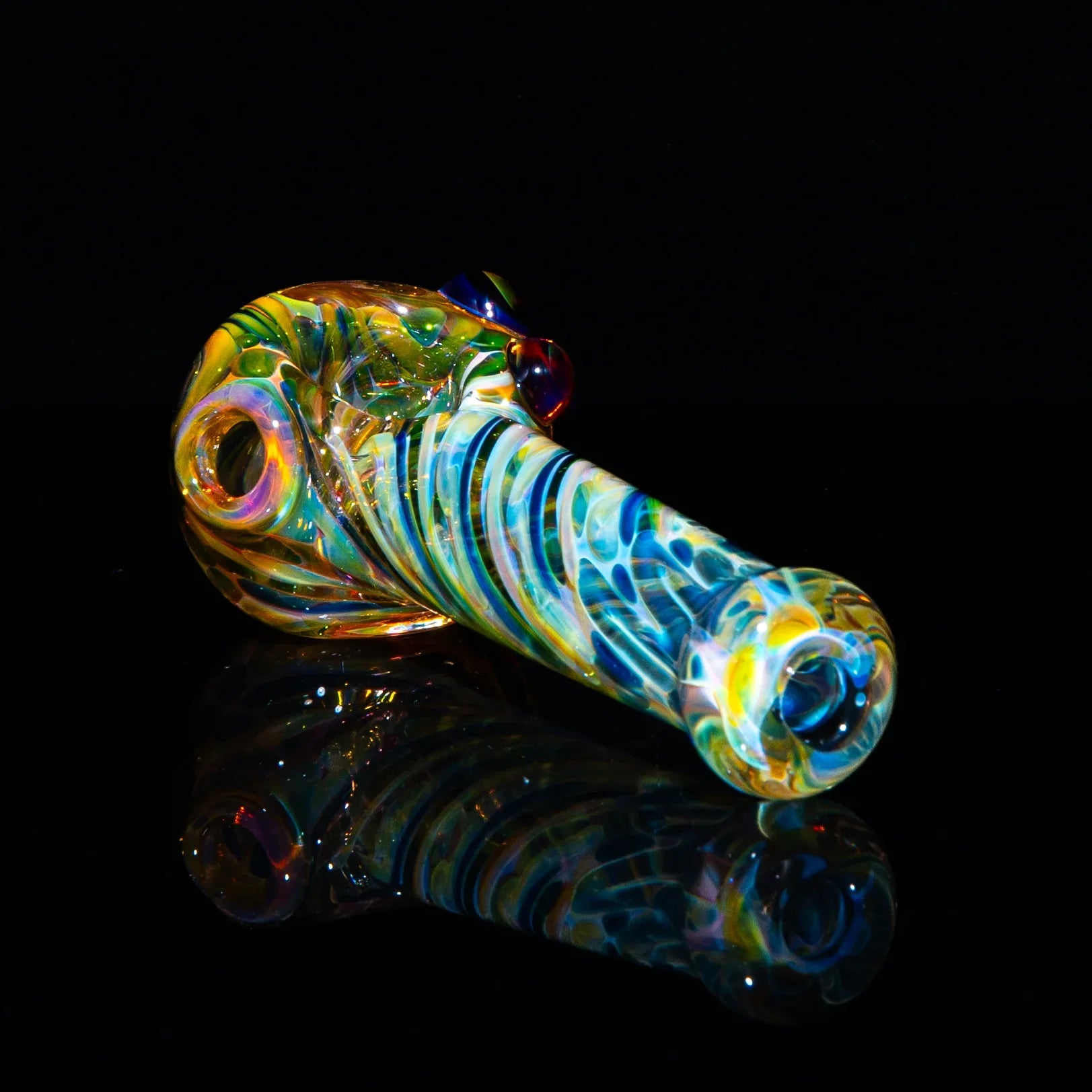 Sarah Marblesbee - Inside Out Fumed Amber Purple Dot Four Hole Spoon