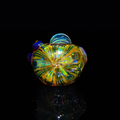 Sarah Marblesbee - Inside Out Fumed Amber Purple Dot Four Hole Spoon