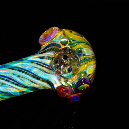 Sarah Marblesbee - Inside Out Fumed Amber Purple Dot Four Hole Spoon