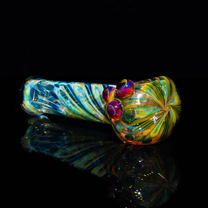 Sarah Marblesbee - Inside Out Fumed Amber Purple Dot Four Hole Spoon