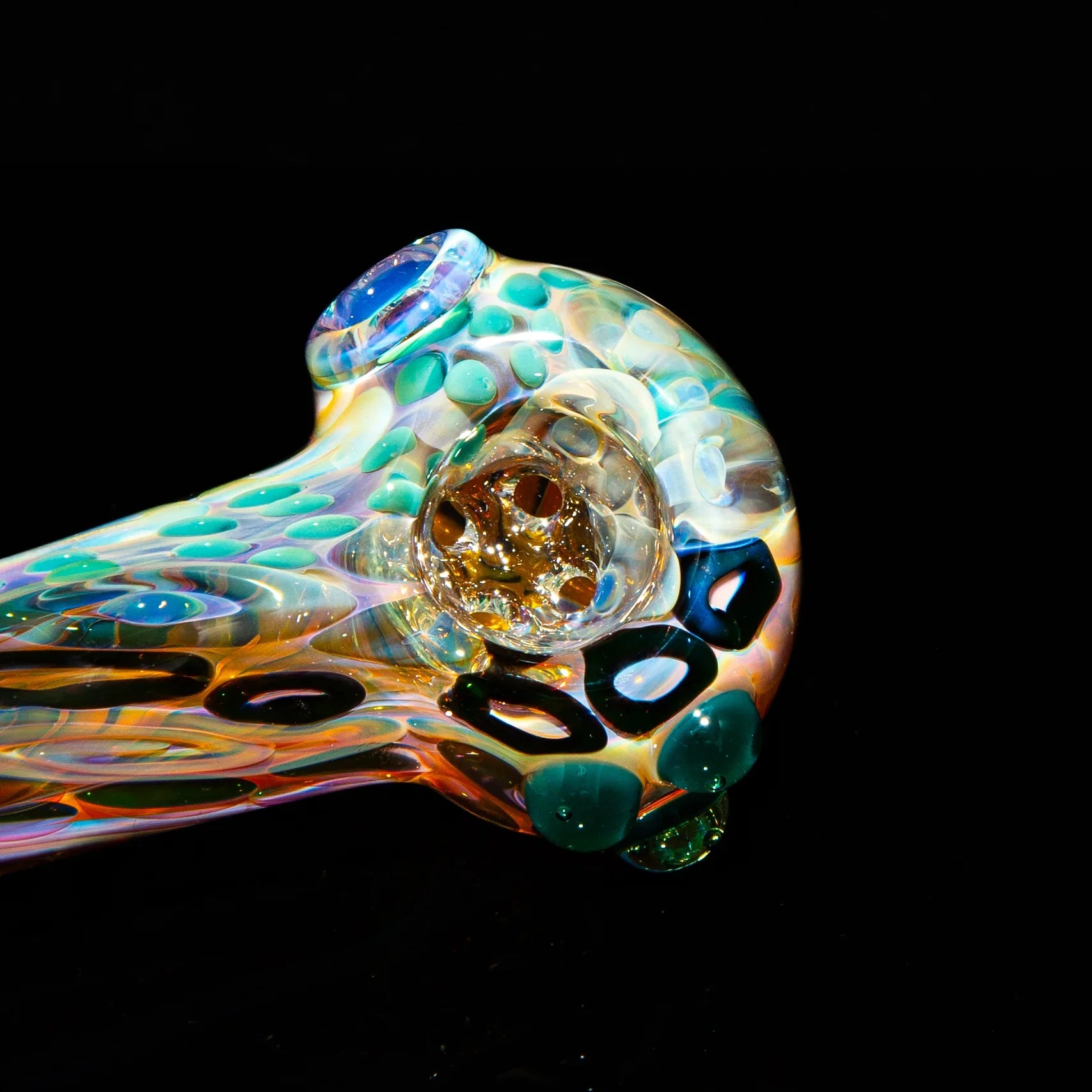 Sarah Marblesbee - Inside Out Fumed Aqua Dot Four Hole Spoon
