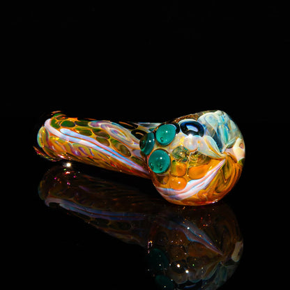 Sarah Marblesbee - Inside Out Fumed Aqua Dot Four Hole Spoon