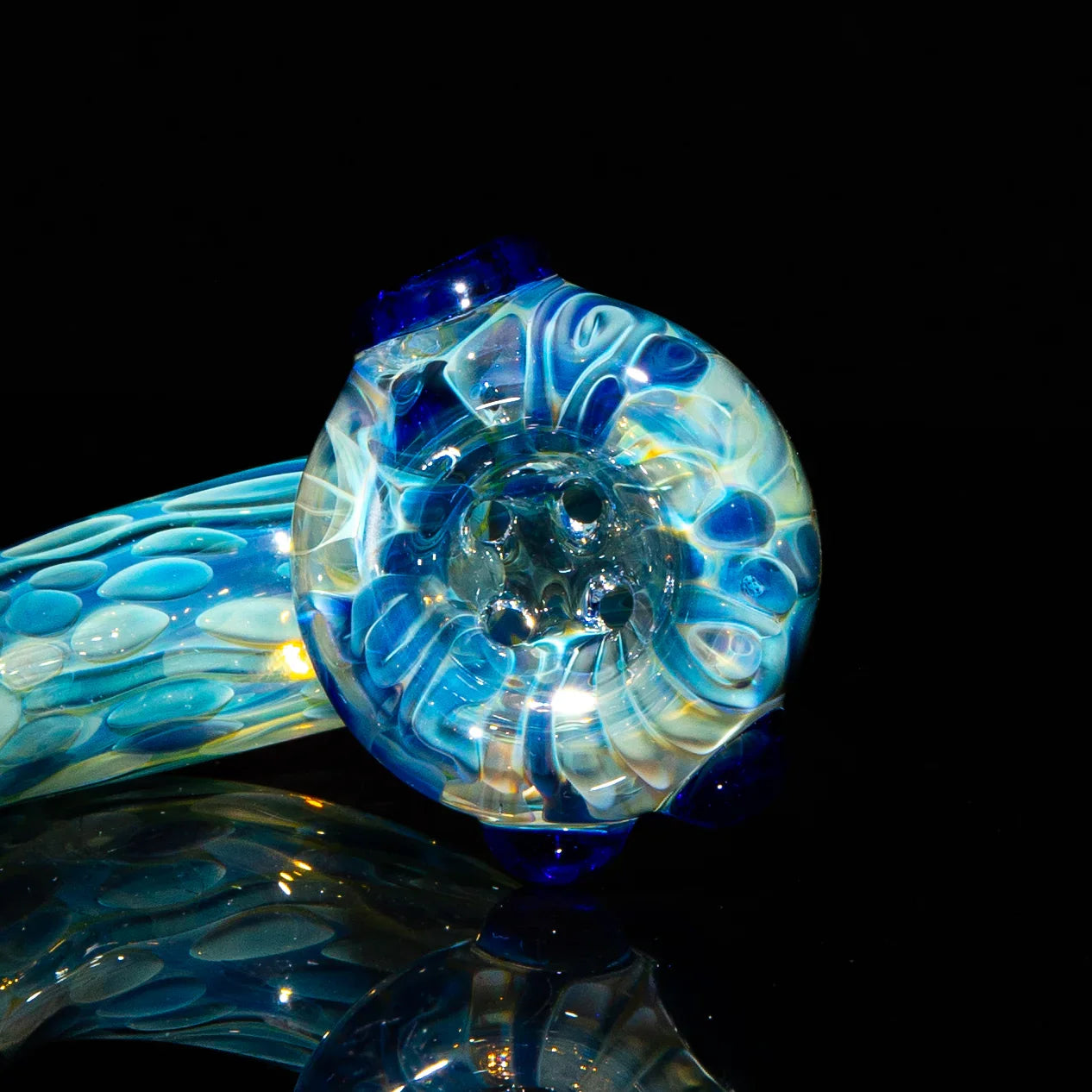Sarah Marblesbee - Inside Out Fumed Blue Dot Four Hole Sherlock