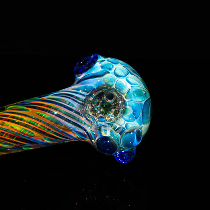 Sarah Marblesbee - Inside Out Fumed Blue Dot Four Hole Spoon