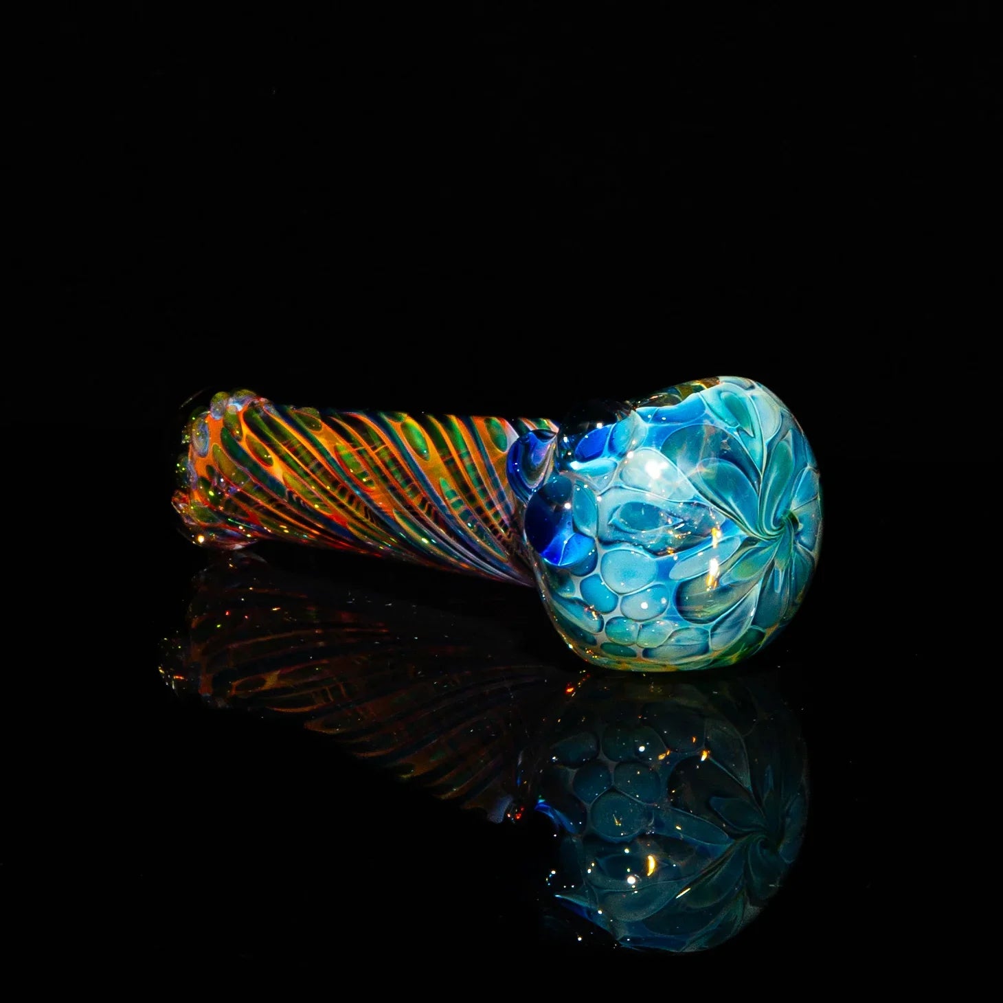 Sarah Marblesbee - Inside Out Fumed Blue Dot Four Hole Spoon