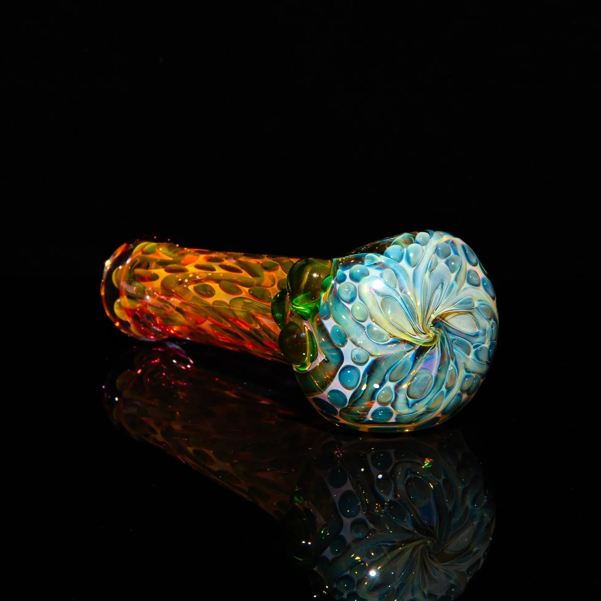 Sarah Marblesbee - Inside Out Fumed Green Dot Four Hole Spoon