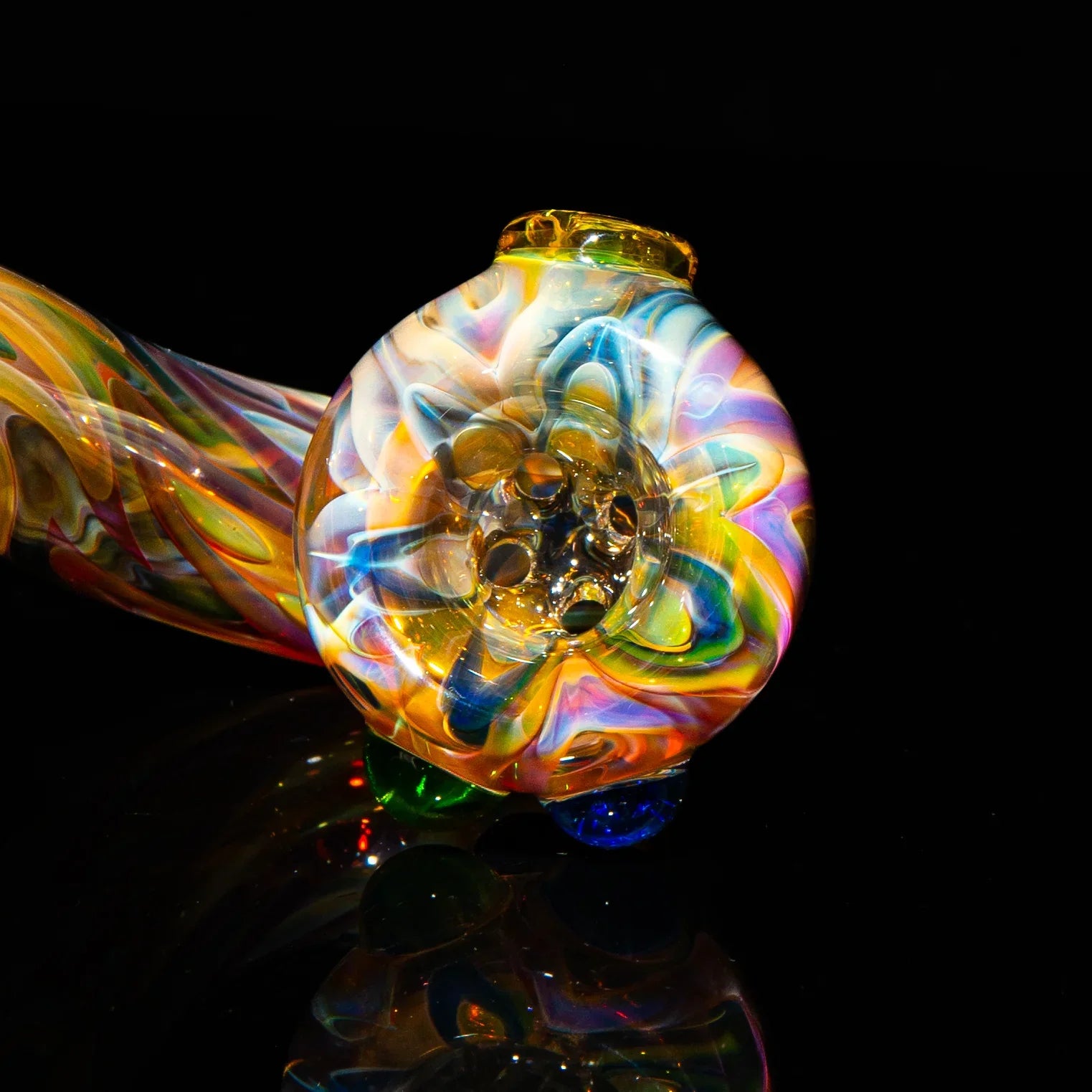 Sarah Marblesbee - Inside Out Fumed Multi Colored Dot Four Hole Sherlock