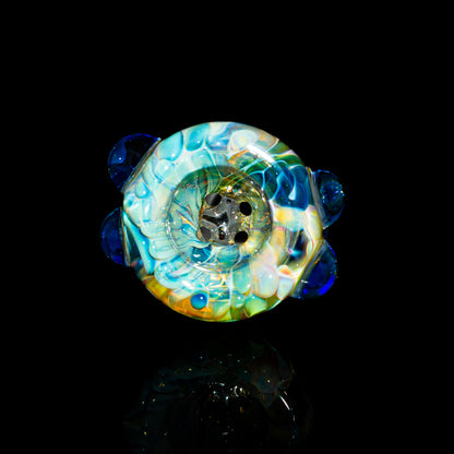 Sarah Marblesbee - Light Blue Dotted Fumed Four Hole 18mm Slide