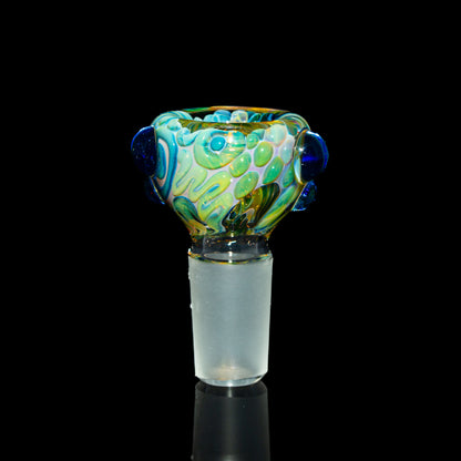 Sarah Marblesbee - Light Blue Dotted Fumed Four Hole 18mm Slide