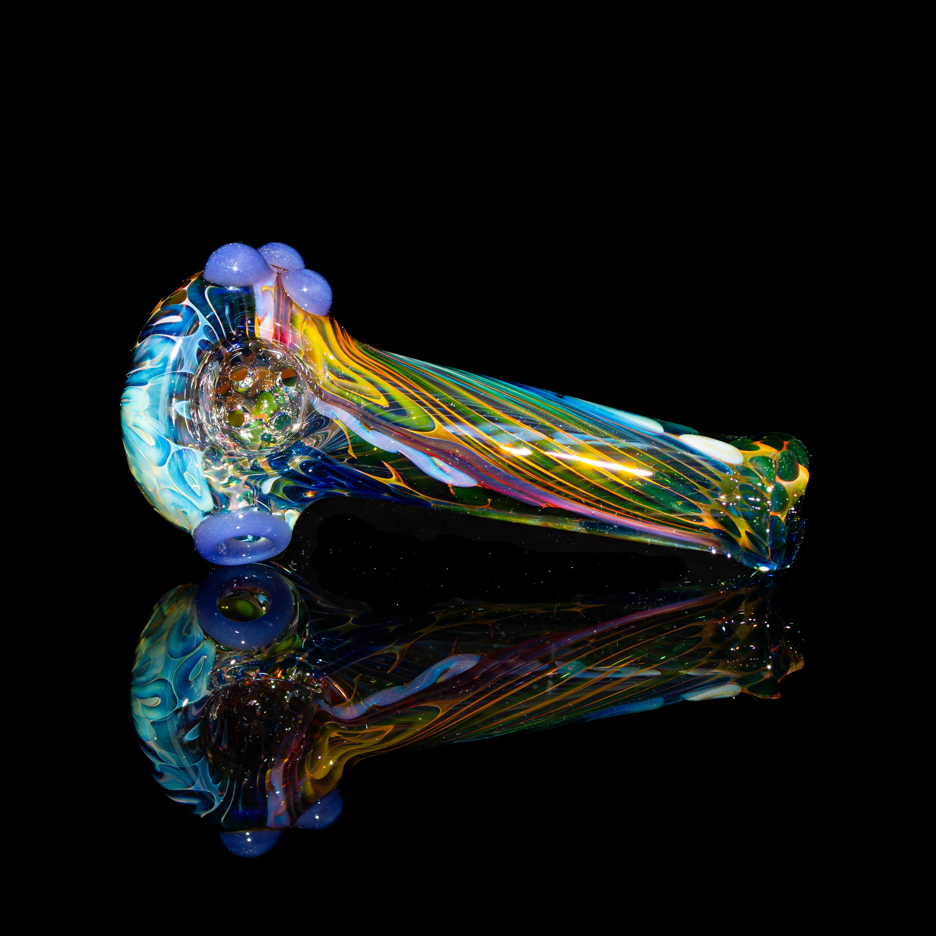 Sarah Marblesbee - Purple Dotted Fumed Four Hole Spoon