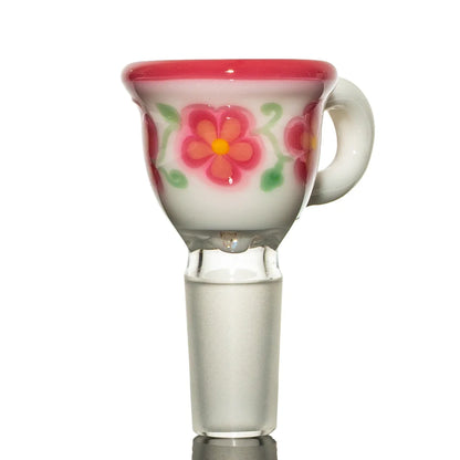Sarah Marblesbee - Purple Floral Teacup Four Hole 14mm Slide