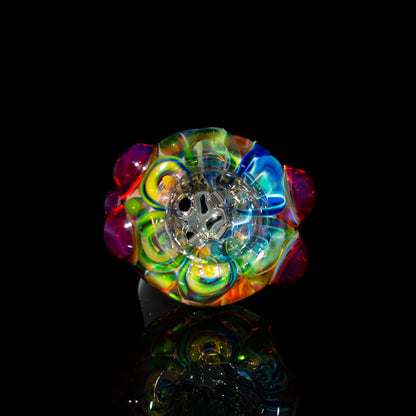 Sarah Marblesbee - Red Dotted Fumed Four Hole 18mm Slide