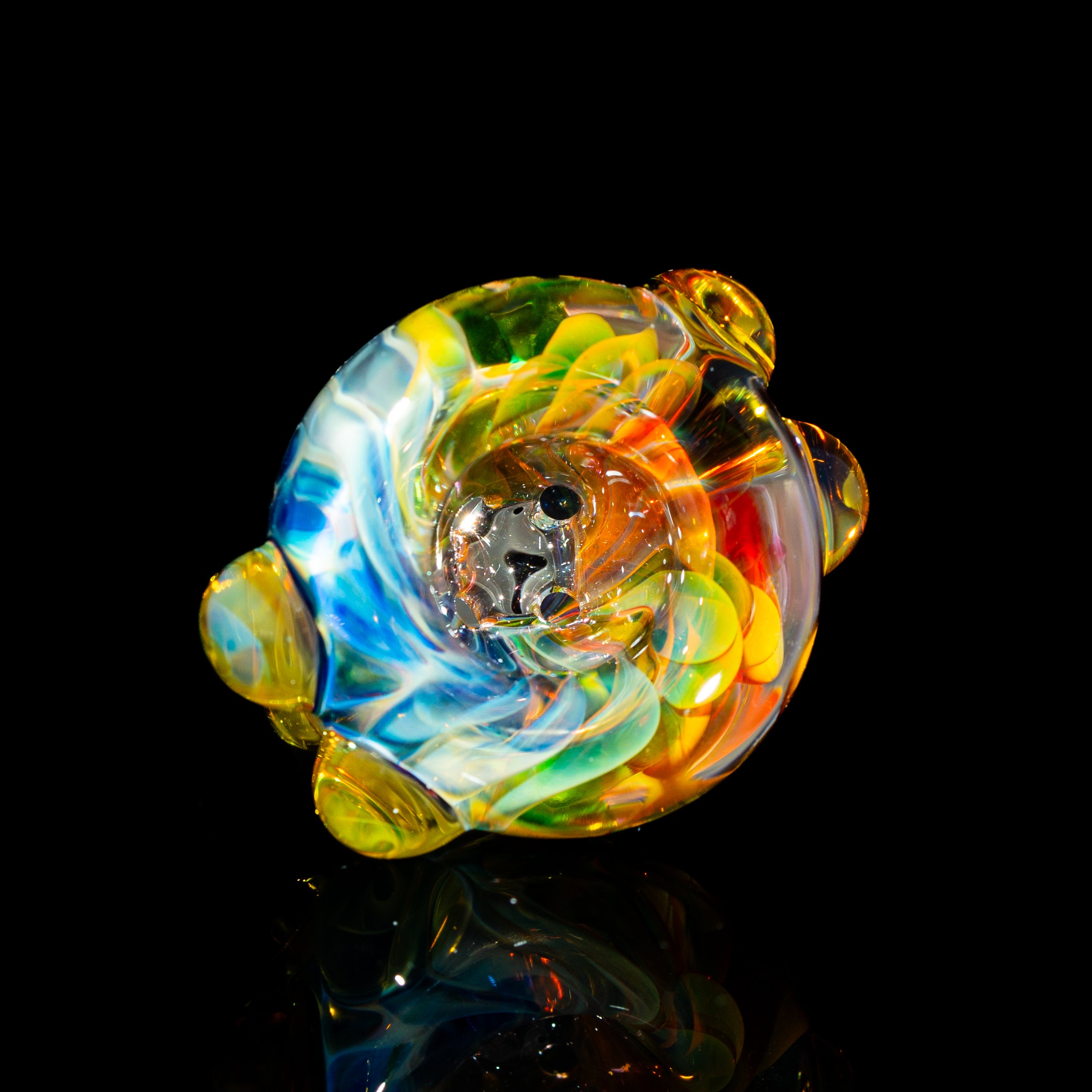 Sarah Marblesbee - Yellow Dotted Fumed Four Hole 14mm Slide 1