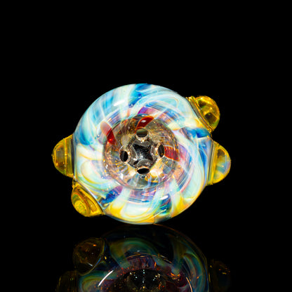 Sarah Marblesbee - Yellow Dotted Fumed Four Hole 14mm Slide 2